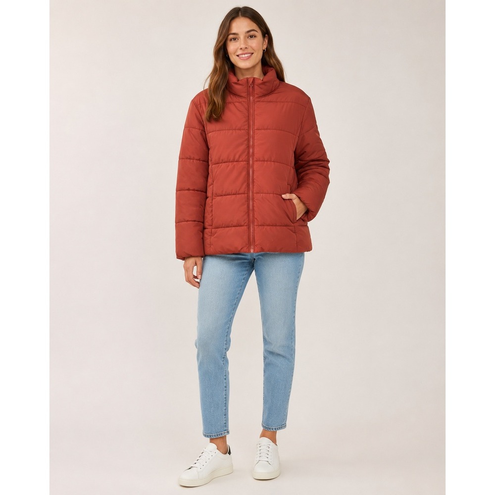 Zella Womens Rust Orange Quilted Puffer Jacket Full Zip Size XL
